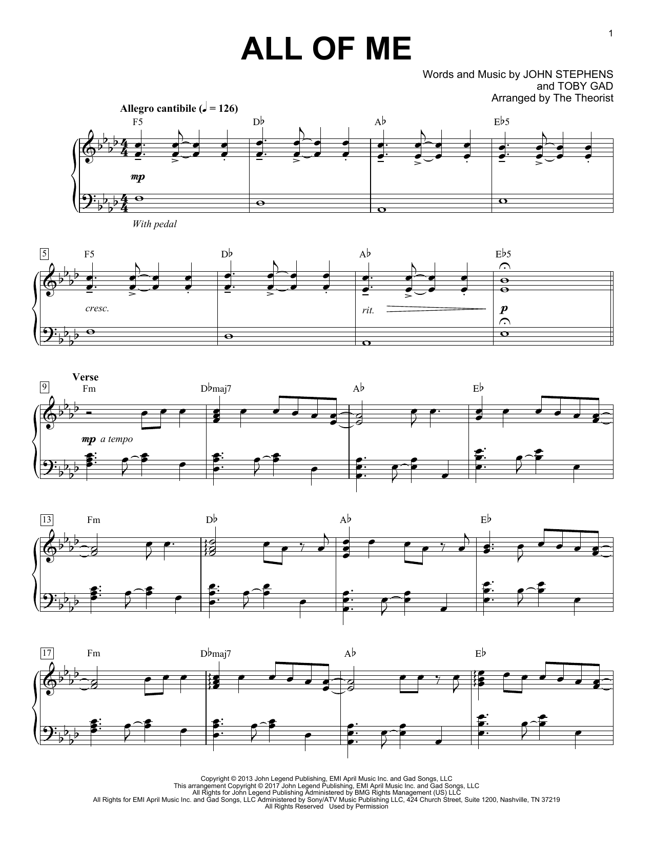 Learn to play The Theorist All Of Me sheet music for Piano Solo in minutes. Price: 7.8900$ The Theorist All Of Me sheet music notes and chords arranged for Piano Solo