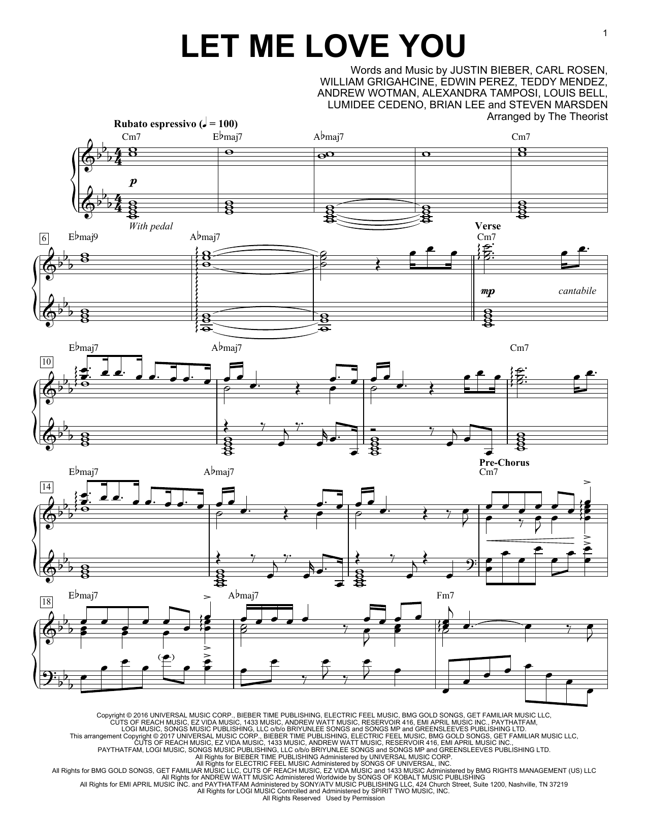 The Theorist Let Me Love You sheet music notes and chords arranged for Piano Solo