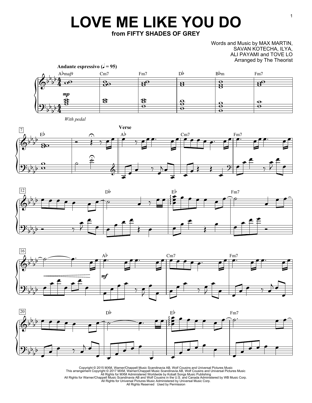 The Theorist Love Me Like You Do sheet music notes and chords. Download Printable PDF.