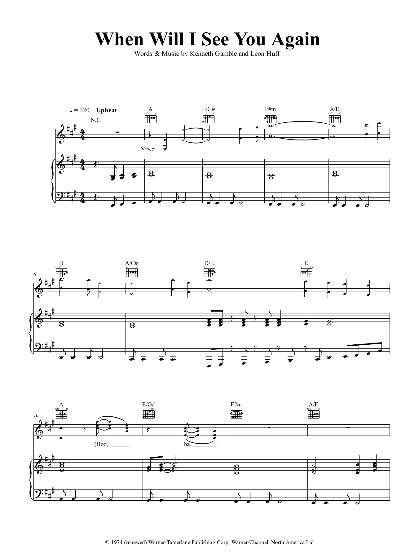 The Three Degrees When Will I See You Again? sheet music notes and chords. Download Printable PDF.