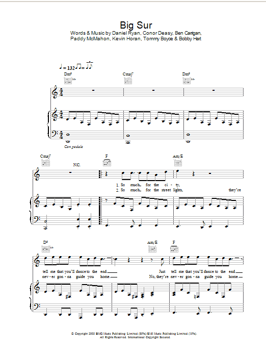 The Thrills Big Sur sheet music notes and chords. Download Printable PDF.