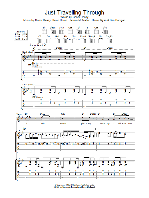 Learn to play The Thrills Just Travelling Through sheet music for Guitar Tab in minutes. Price: 7.8900$ The Thrills Just Travelling Through sheet music notes and chords arranged for Guitar Tab