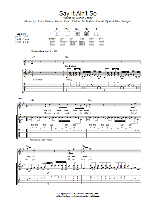 Learn to play The Thrills Say It Ain't So sheet music for Guitar Tab in minutes. Price: 7.8900$ The Thrills Say It Ain't So sheet music notes and chords arranged for Guitar Tab
