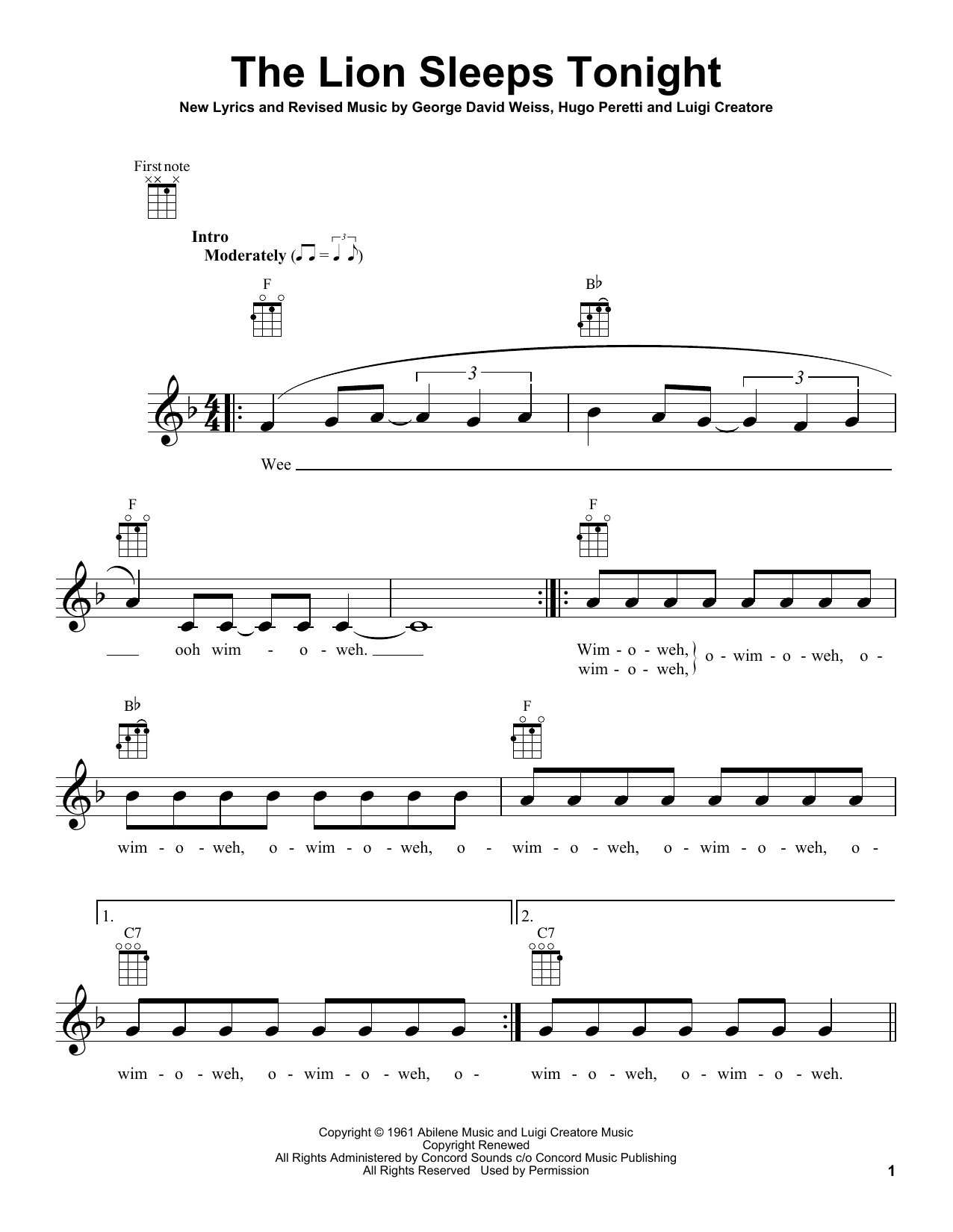 Learn to play The Tokens The Lion Sleeps Tonight sheet music for Ukulele in minutes. Price: 5.9900$ The Tokens The Lion Sleeps Tonight sheet music notes and chords arranged for Ukulele