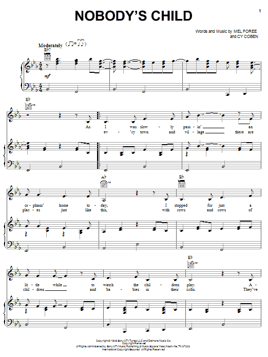 Learn to play The Traveling Wilburys Nobody's Child sheet music for Piano, Vocal & Guitar Chords (Right-Hand Melody) in minutes. Price: 7.8900$ The Traveling Wilburys Nobody's Child sheet music notes and chords arranged for Piano, Vocal & Guitar Chords (Right-Hand Melody)
