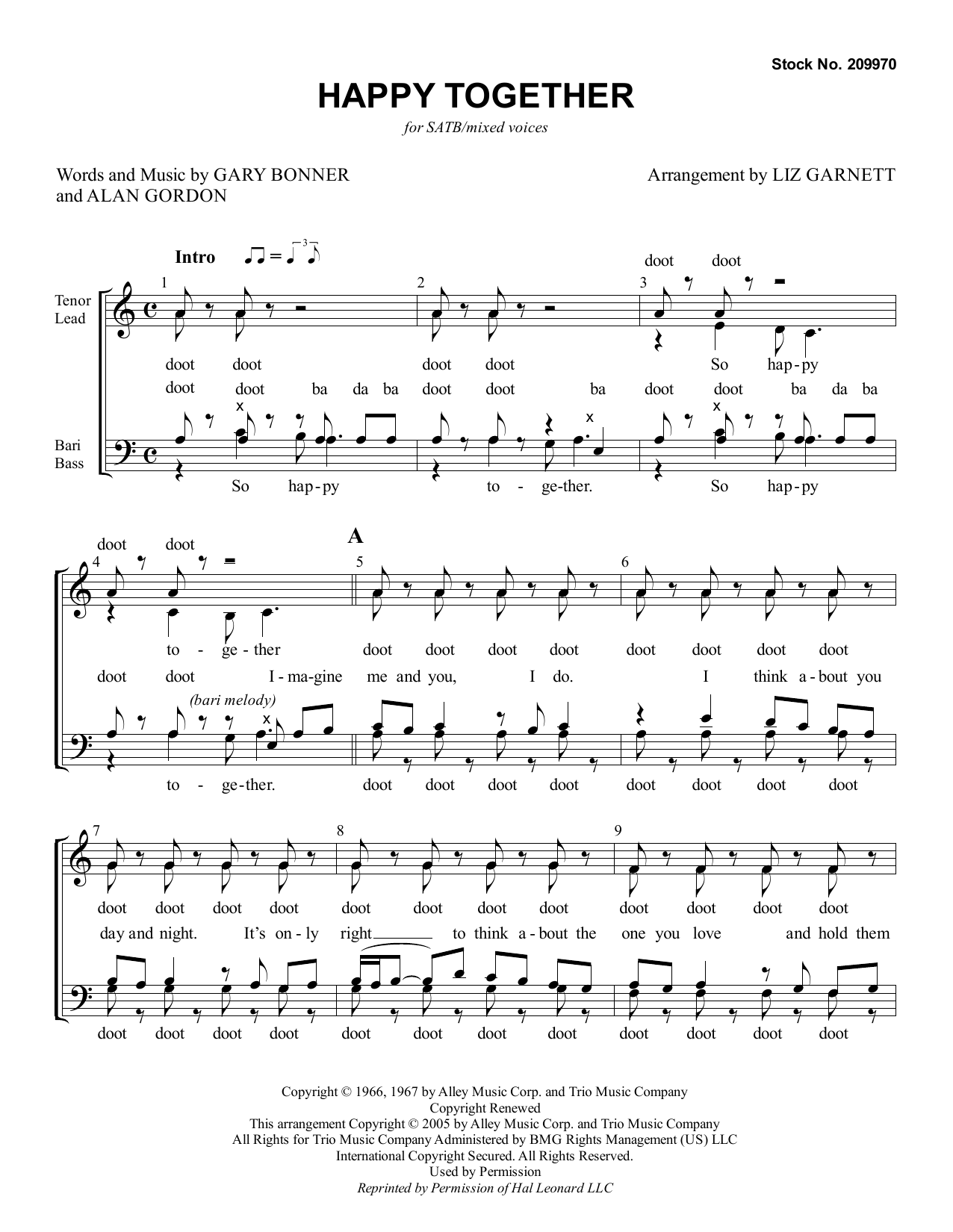 The Turtles Happy Together (arr. Liz Garnett) sheet music notes and chords arranged for TTBB Choir