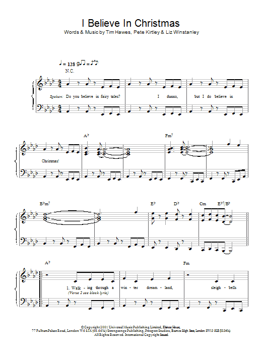 Learn to play The Tweenies I Believe In Christmas sheet music for Piano, Vocal & Guitar Chords in minutes. Price: 7.8900$ The Tweenies I Believe In Christmas sheet music notes and chords arranged for Piano, Vocal & Guitar Chords