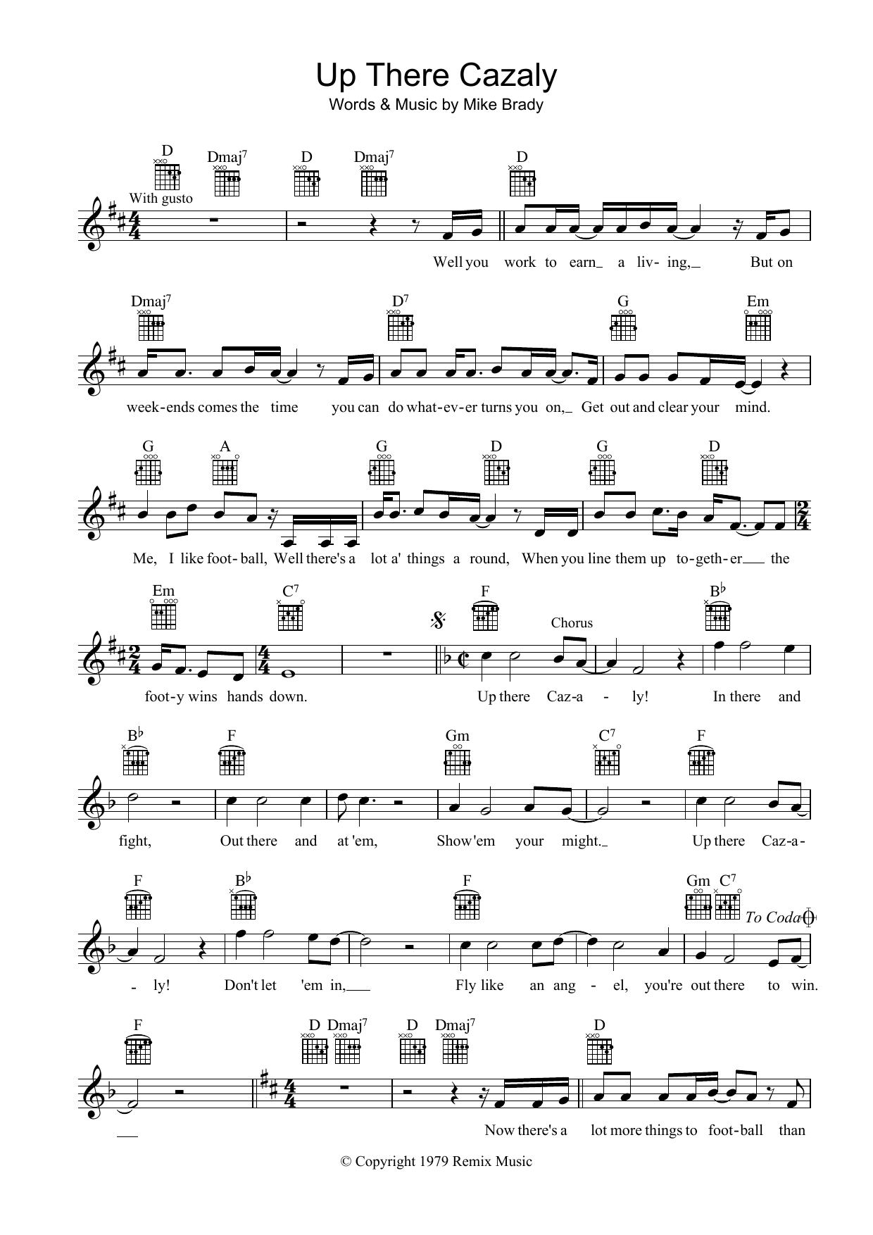 The Two-Man Band Up There Cazaly sheet music notes and chords. Download Printable PDF.