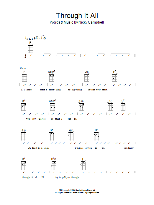 The Ukuleles Through It All sheet music notes and chords arranged for Ukulele Chords/Lyrics