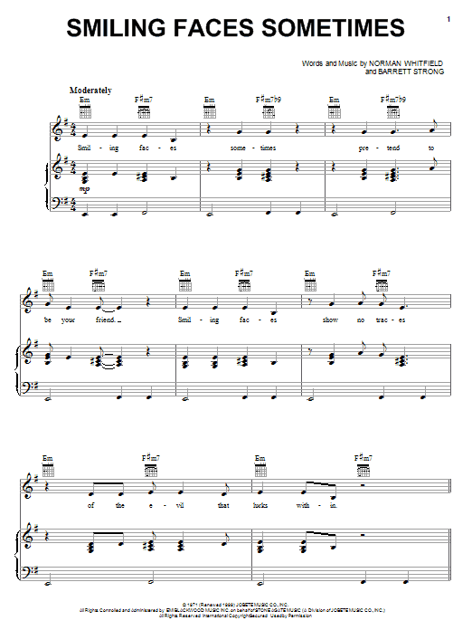 Learn to play The Undisputed Truth Smiling Faces Sometimes sheet music for Real Book – Melody & Chords in minutes. Price: 5.9900$ The Undisputed Truth Smiling Faces Sometimes sheet music notes and chords arranged for Real Book – Melody & Chords