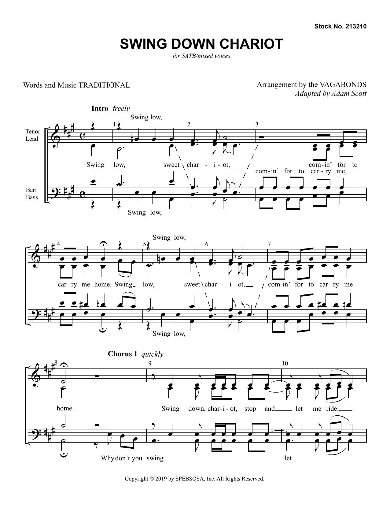 The Vagabonds Swing Down Chariot sheet music notes and chords. Download Printable PDF.