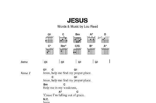 The Velvet Underground Jesus sheet music notes and chords. Download Printable PDF.