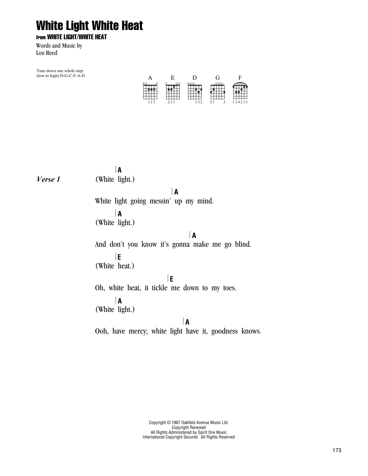 The Velvet Underground White Light White Heat sheet music notes and chords. Download Printable PDF.