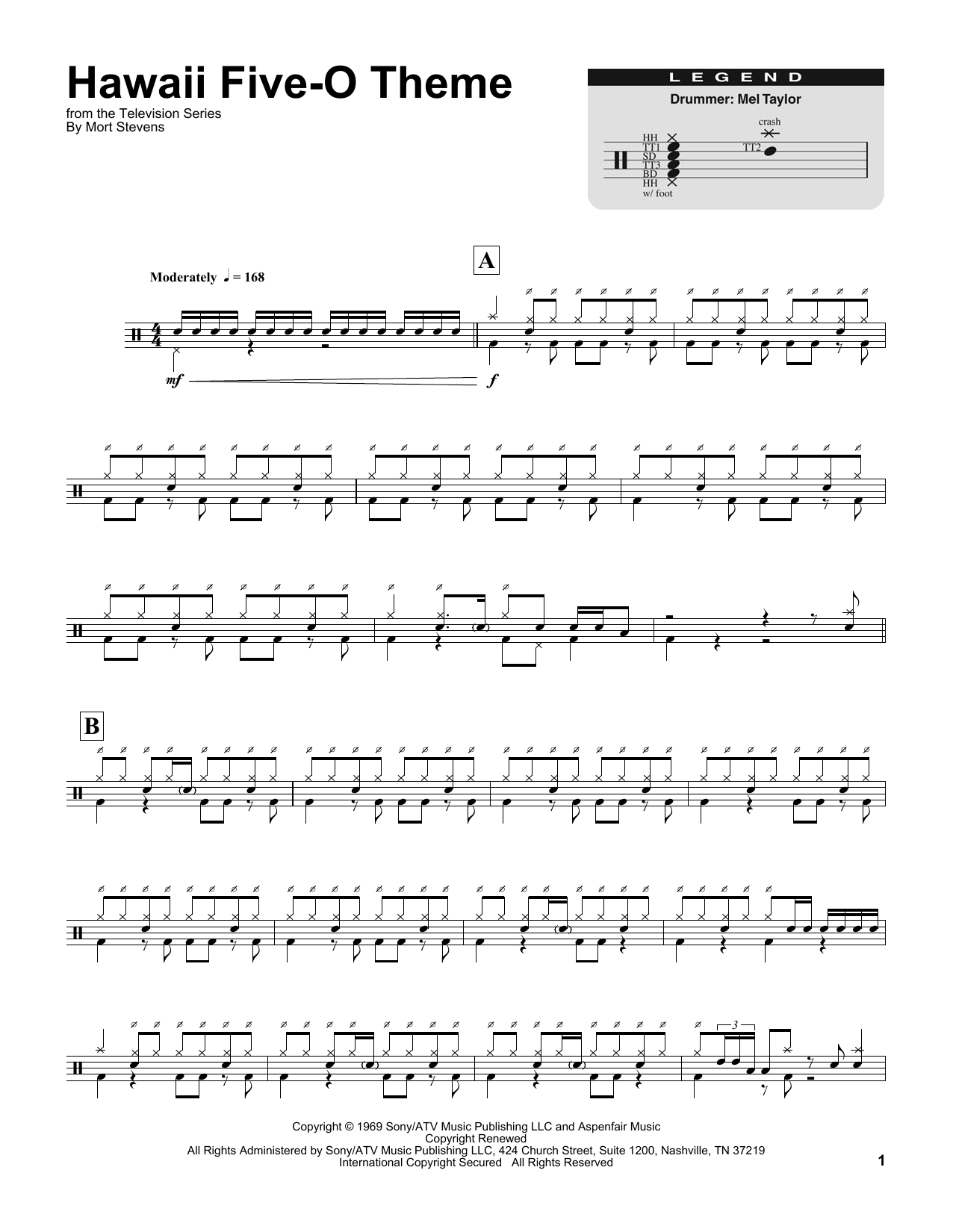 The Ventures Hawaii Five-O Theme sheet music notes and chords. Download Printable PDF.