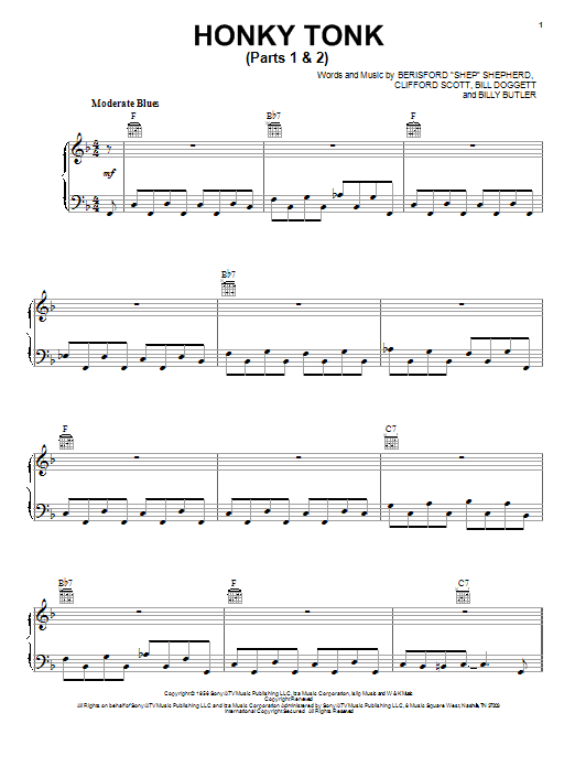 The Ventures Honky Tonk (Parts 1 & 2) sheet music notes and chords. Download Printable PDF.