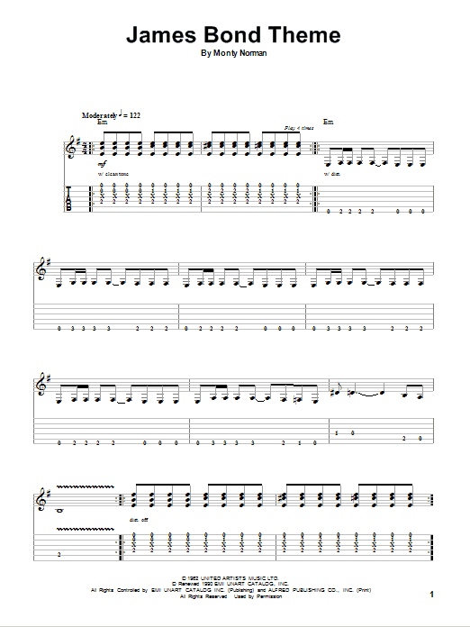 The Ventures James Bond Theme sheet music notes and chords. Download Printable PDF.