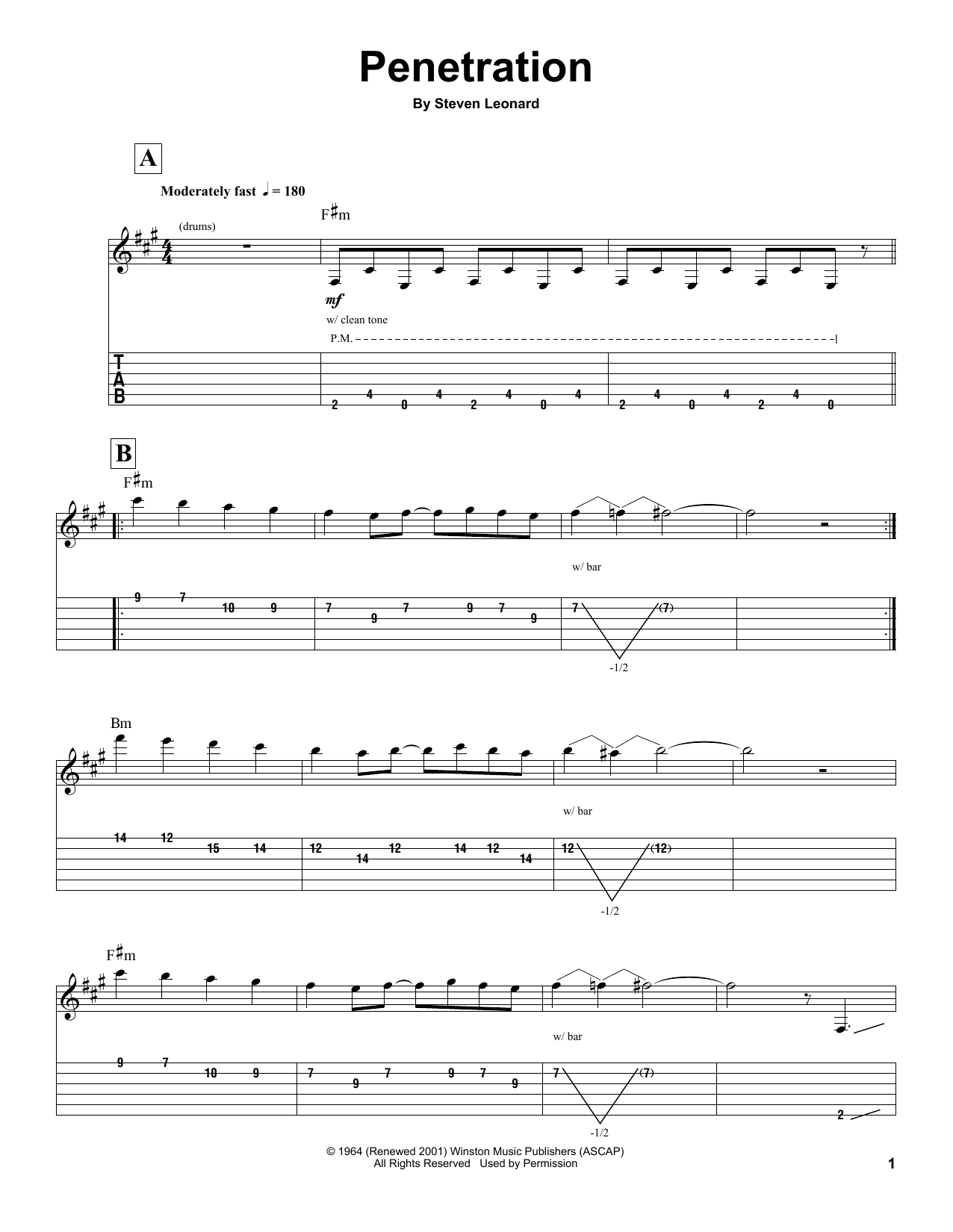 The Ventures Penetration sheet music notes and chords. Download Printable PDF.