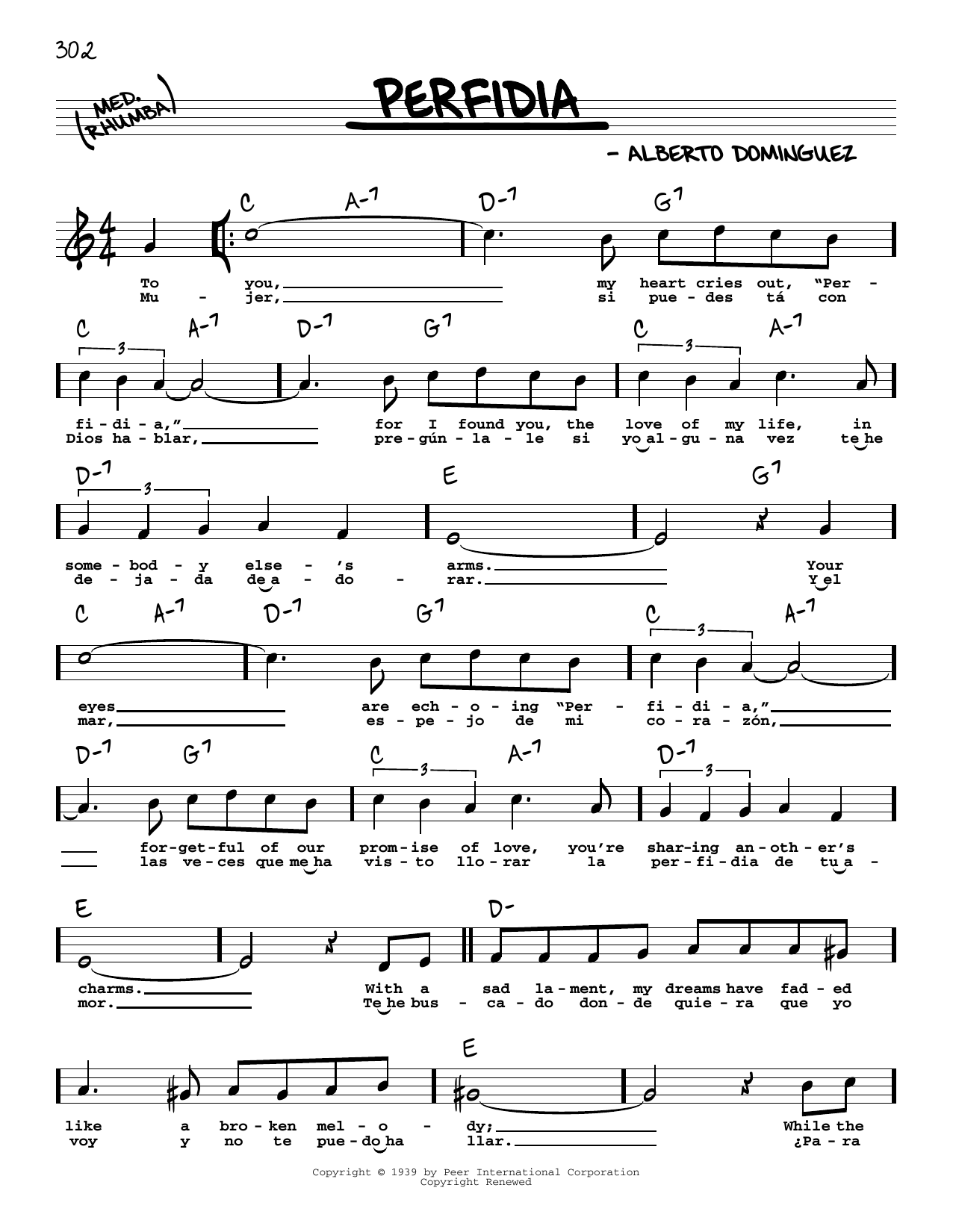 The Ventures Perfidia (High Voice) sheet music notes and chords. Download Printable PDF.