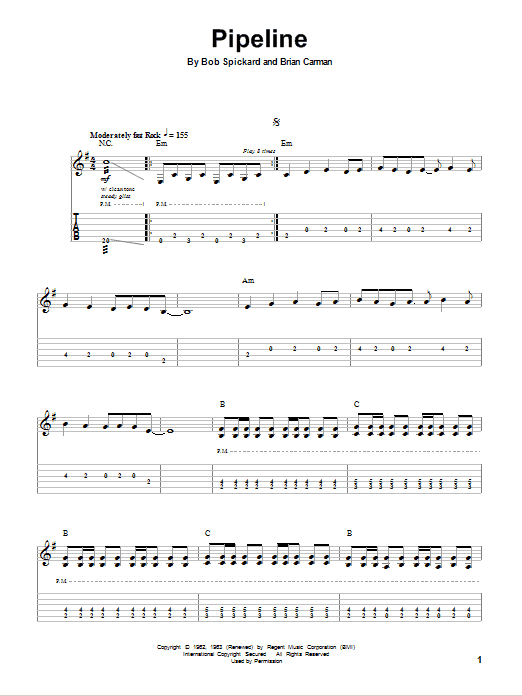 The Ventures Pipeline sheet music notes and chords. Download Printable PDF.