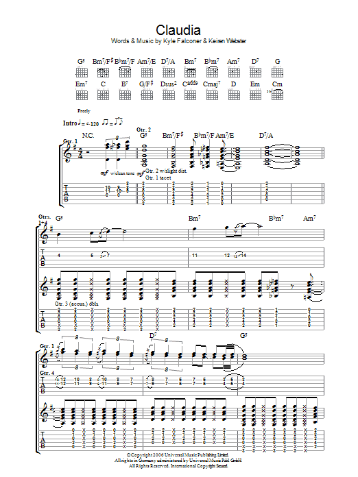 Learn to play The View Claudia sheet music for Guitar Tab in minutes. Price: 7.8900$ The View Claudia sheet music notes and chords arranged for Guitar Tab