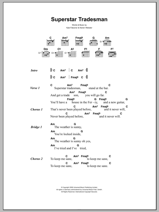 The View Superstar Tradesman sheet music notes and chords. Download Printable PDF.