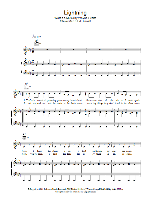 Learn to play The Wanted Lightning sheet music for Piano, Vocal & Guitar Chords in minutes. Price: 7.8900$ The Wanted Lightning sheet music notes and chords arranged for Piano, Vocal & Guitar Chords