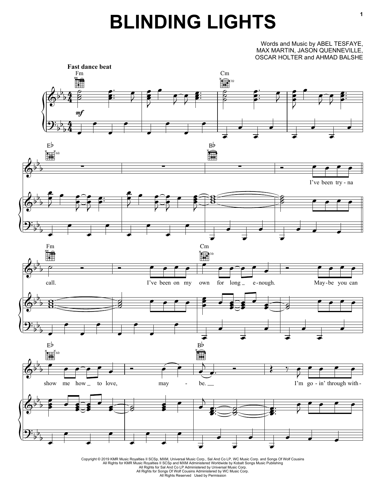 The Weeknd Blinding Lights sheet music notes and chords. Download Printable PDF.