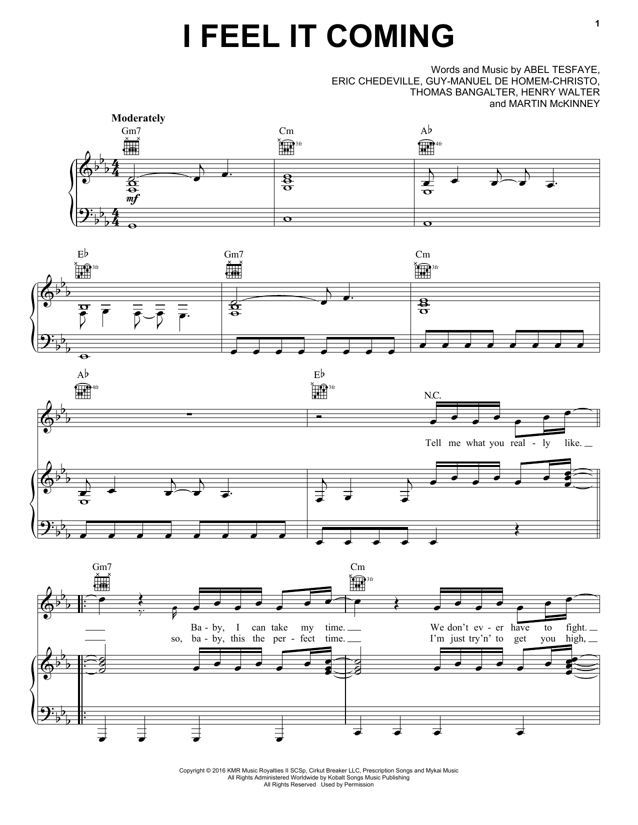 The Weeknd I Feel It Coming (feat. Daft Punk) sheet music notes and chords. Download Printable PDF.