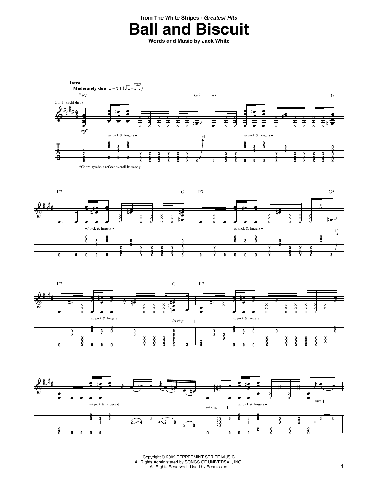 The White Stripes Ball And Biscuit sheet music notes and chords. Download Printable PDF.