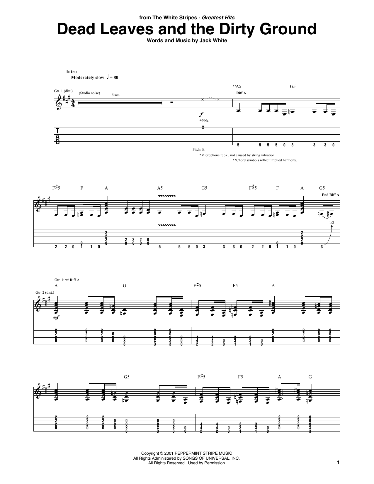 The White Stripes Dead Leaves And The Dirty Ground sheet music notes and chords. Download Printable PDF.