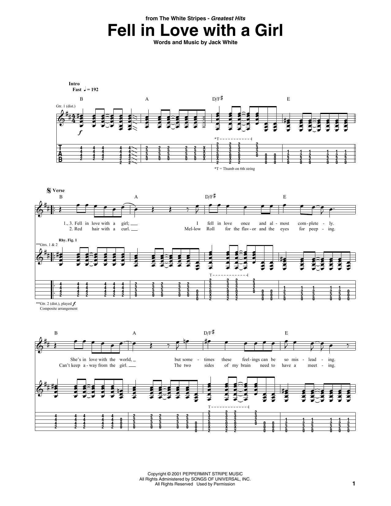 Learn to play The White Stripes Fell In Love With A Girl sheet music for Guitar Tab in minutes. Price: 7.8900$ The White Stripes Fell In Love With A Girl sheet music notes and chords arranged for Guitar Tab