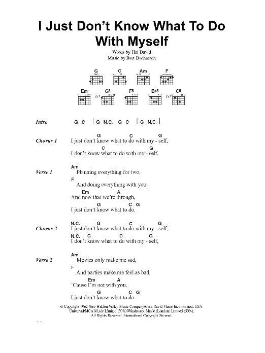 The White Stripes I Just Don't Know What To Do With Myself sheet music notes and chords. Download Printable PDF.