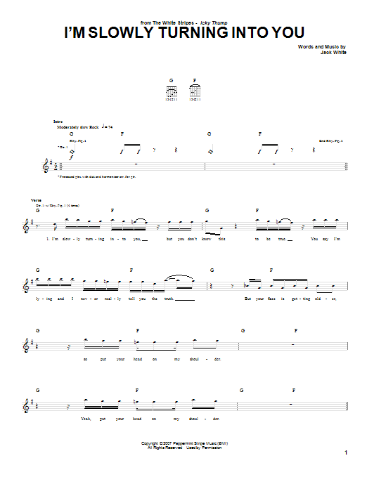 The White Stripes I'm Slowly Turning Into You sheet music notes and chords arranged for Guitar Tab