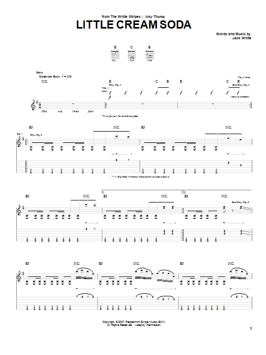 Learn to play The White Stripes Little Cream Soda sheet music for Guitar Tab in minutes. Price: 7.8900$ The White Stripes Little Cream Soda sheet music notes and chords arranged for Guitar Tab