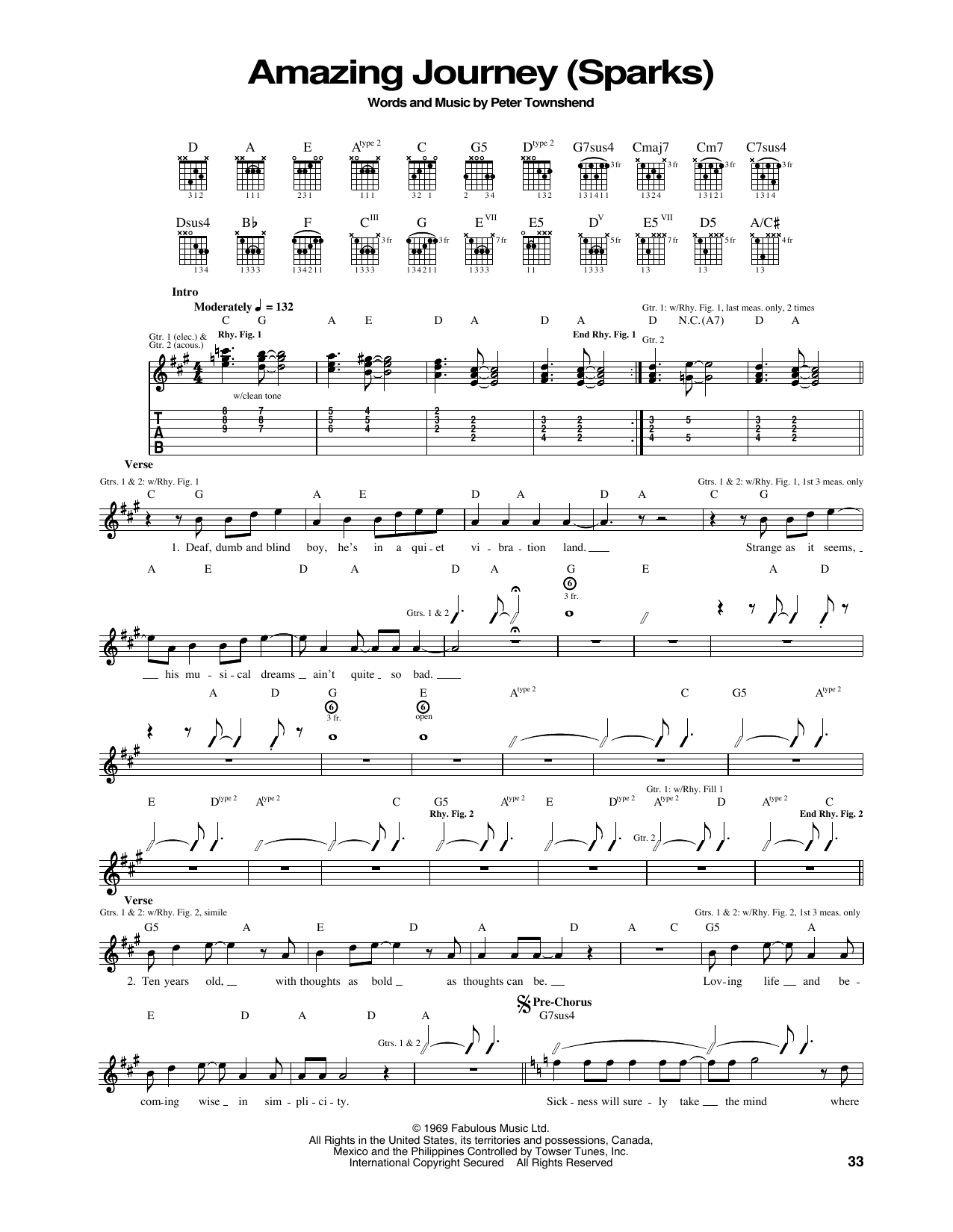 Learn to play The Who Amazing Journey sheet music for Guitar Tab in minutes. Price: 7.8900$ The Who Amazing Journey sheet music notes and chords arranged for Guitar Tab