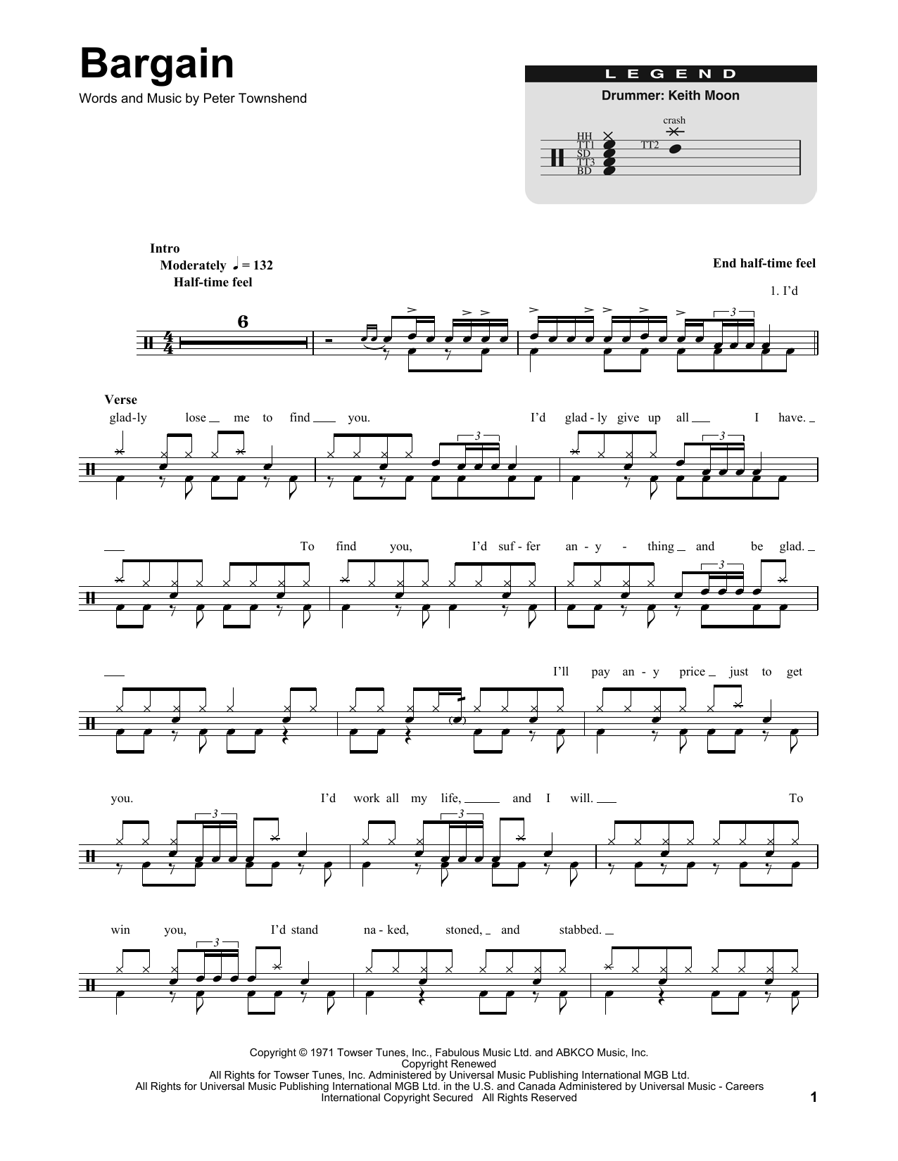 The Who Bargain sheet music notes and chords. Download Printable PDF.