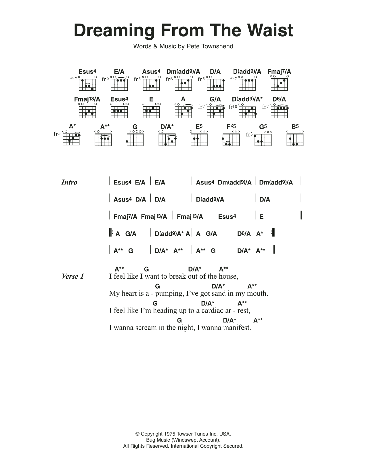 The Who Dreaming From The Waist sheet music notes and chords. Download Printable PDF.