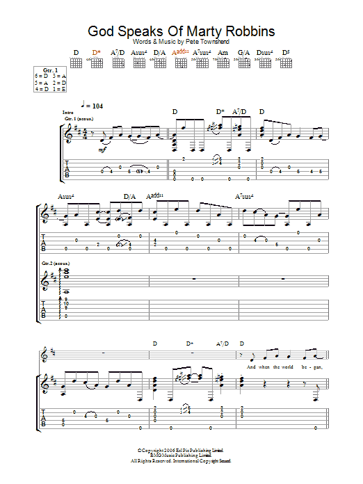 The Who God Speaks Of Marty Robbins sheet music notes and chords arranged for Guitar Tab
