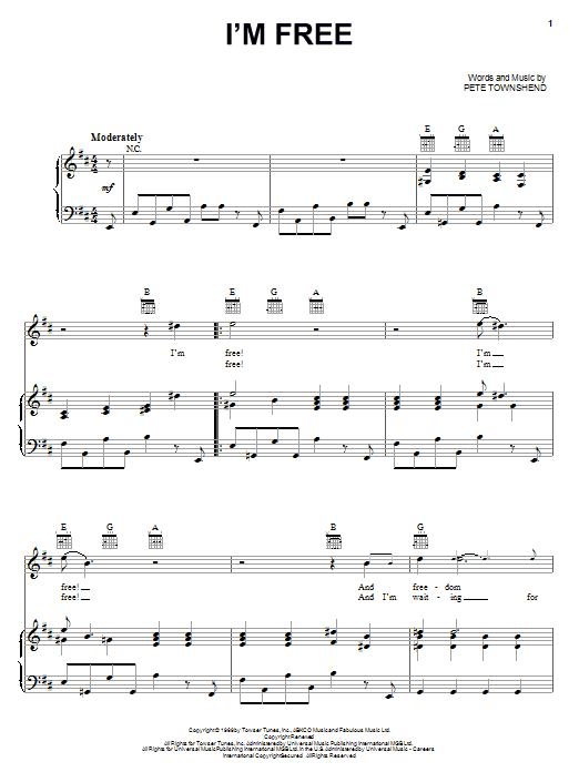 The Who I'm Free sheet music notes and chords. Download Printable PDF.