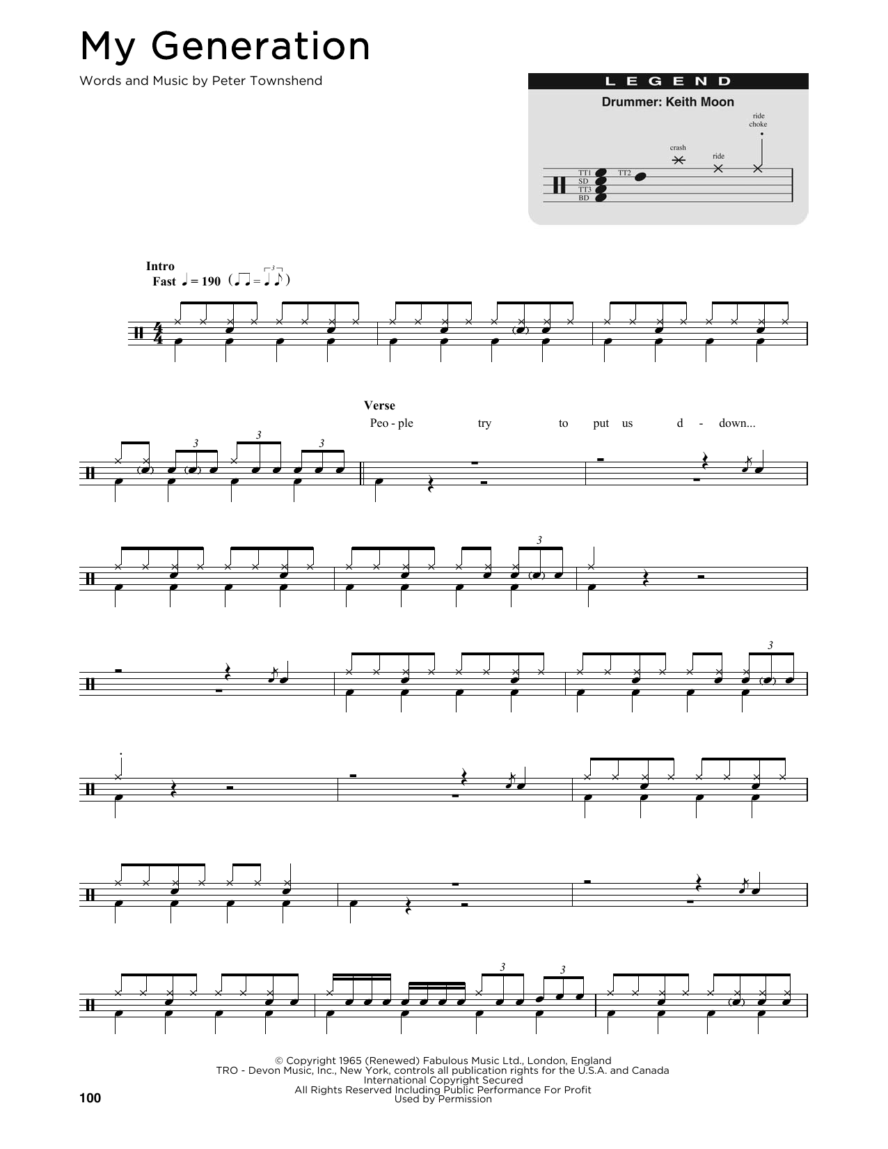 The Who My Generation sheet music notes and chords. Download Printable PDF.