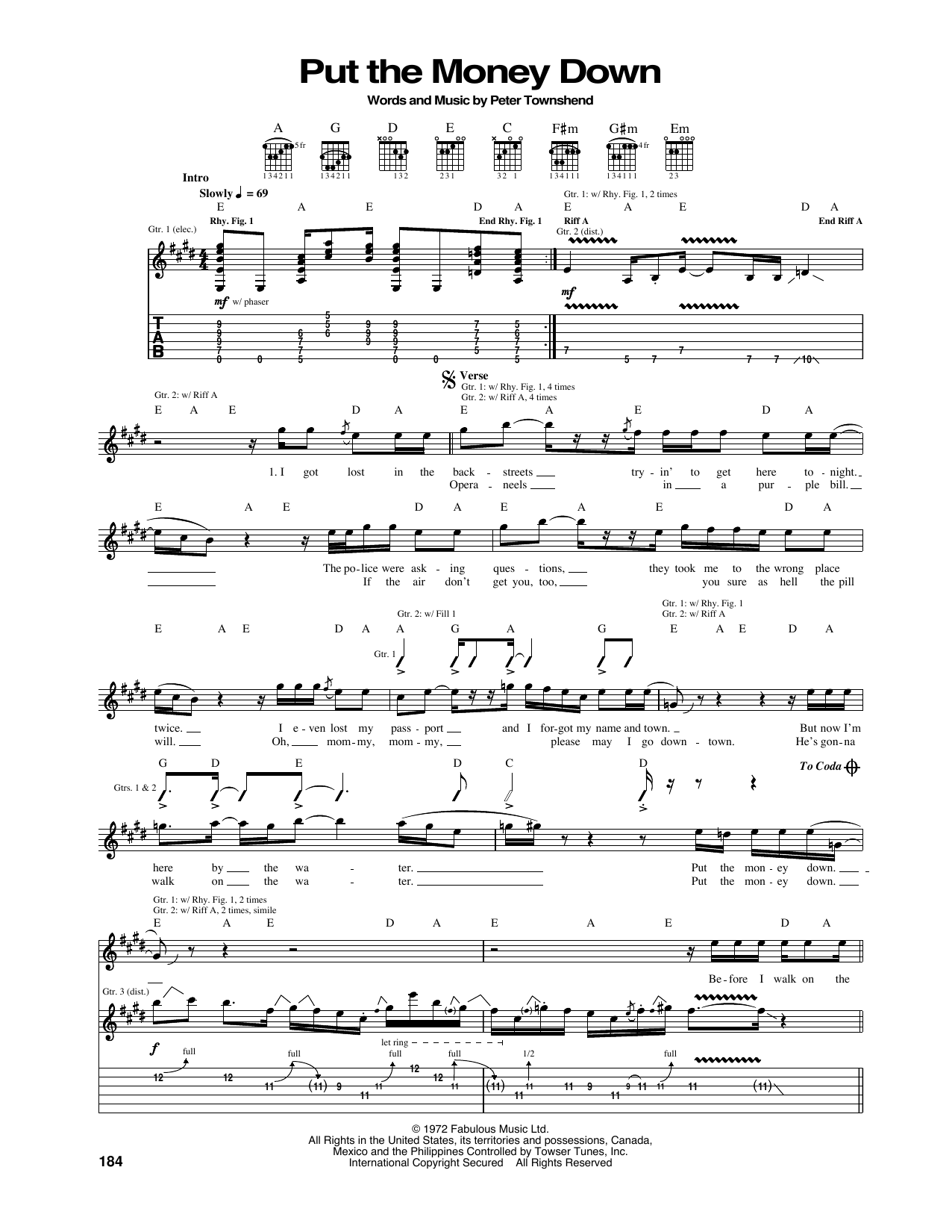 Learn to play The Who Put The Money Down sheet music for Guitar Tab in minutes. Price: 7.8900$ The Who Put The Money Down sheet music notes and chords arranged for Guitar Tab