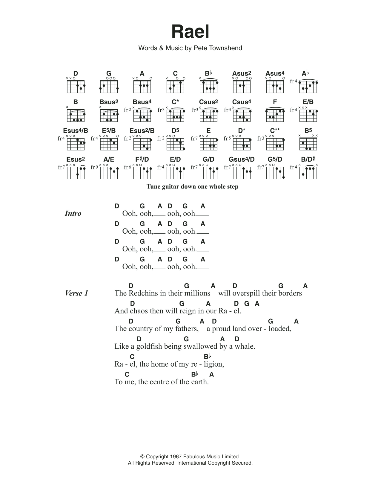 The Who Rael sheet music notes and chords. Download Printable PDF.