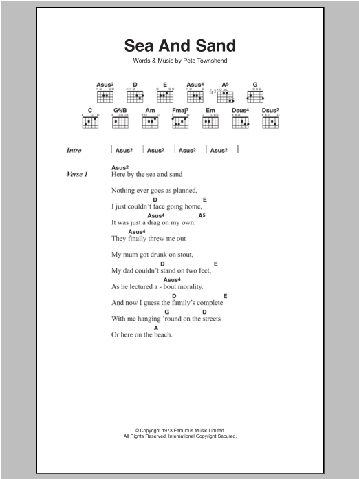 The Who Sea And Sand sheet music notes and chords. Download Printable PDF.