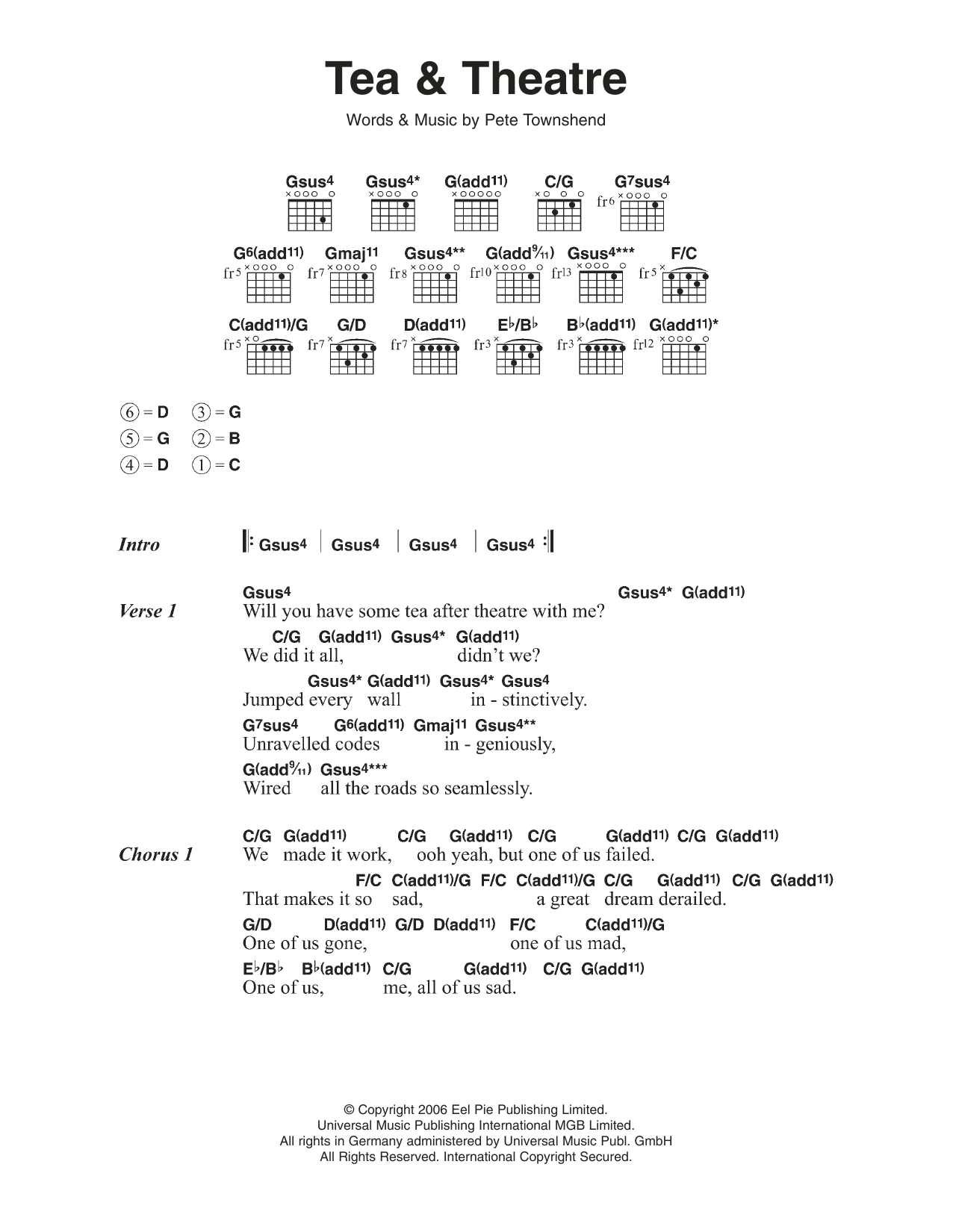 The Who Tea & Theatre sheet music notes and chords. Download Printable PDF.