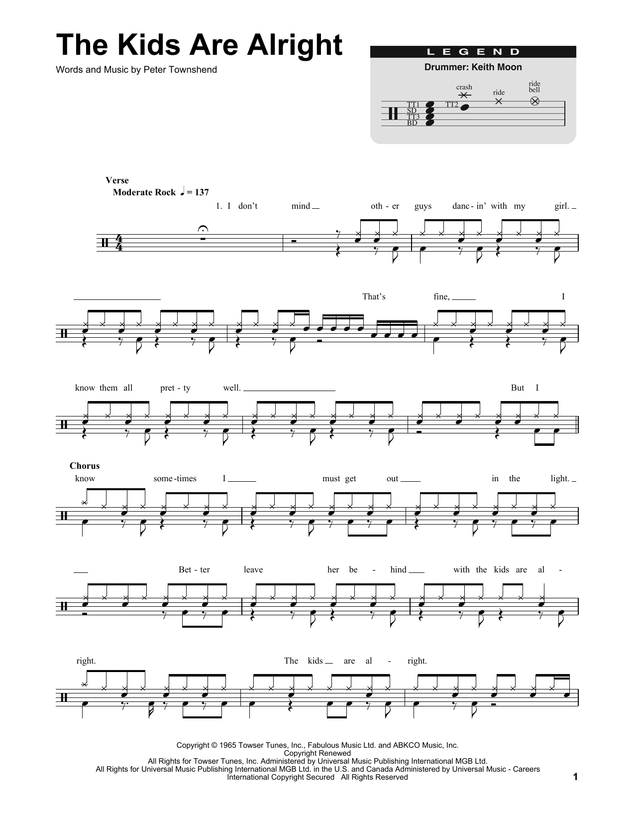 The Who The Kids Are Alright sheet music notes and chords. Download Printable PDF.