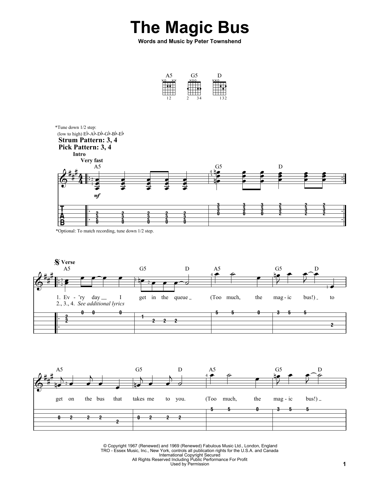 The Who The Magic Bus sheet music notes and chords. Download Printable PDF.