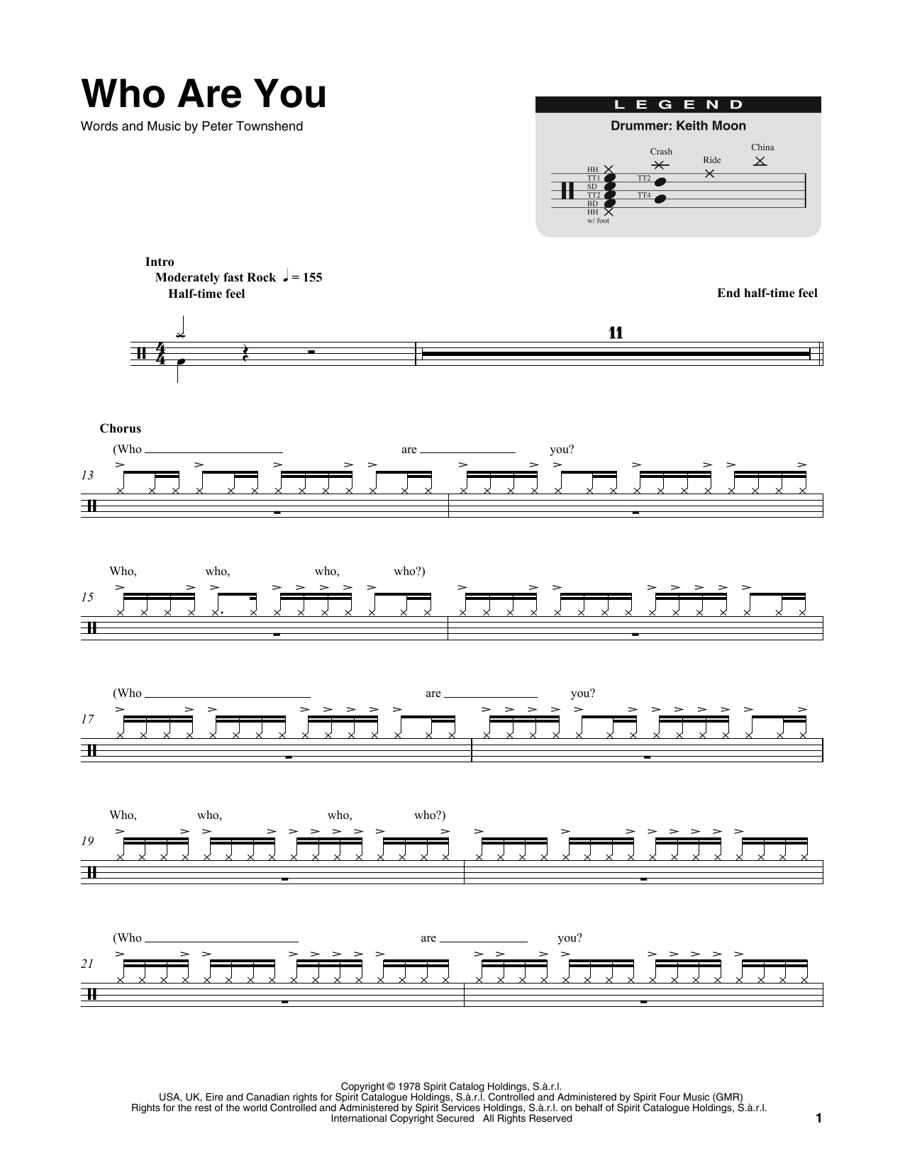 The Who Who Are You sheet music notes and chords. Download Printable PDF.