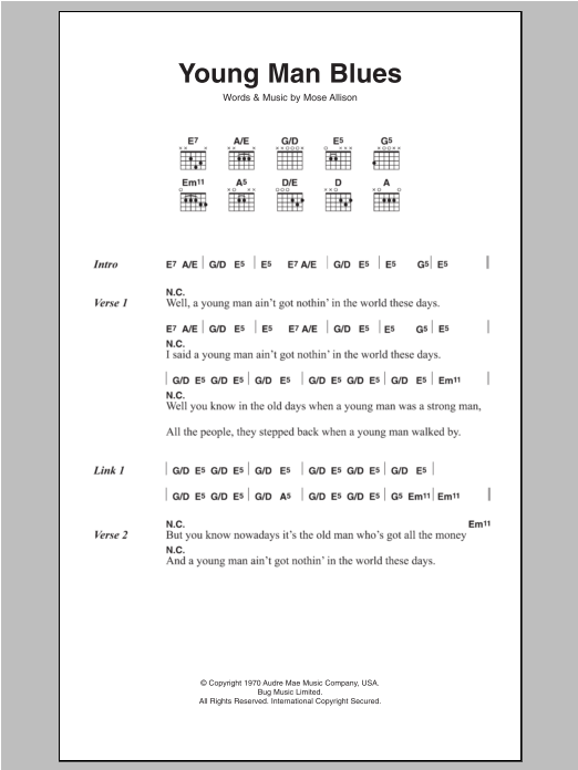 The Who Young Man Blues sheet music notes and chords. Download Printable PDF.