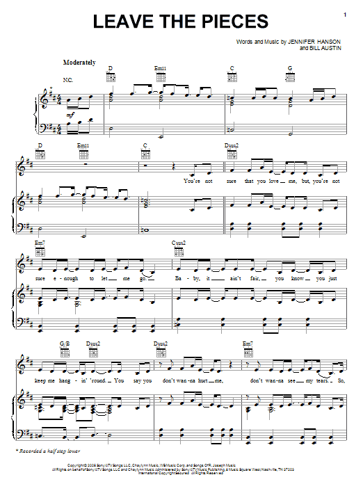 The Wreckers Leave The Pieces sheet music notes and chords. Download Printable PDF.