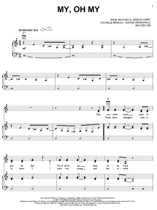 The Wreckers My, Oh My sheet music notes and chords arranged for Piano, Vocal & Guitar Chords (Right-Hand Melody)